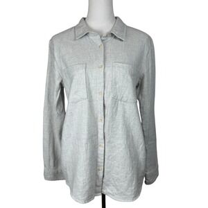 Weekend Los Angeles Women Cotton Shacket M Ivory Heather Button Down T7475CFW